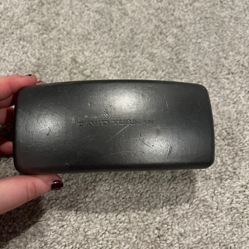 David Yurman Black Leather Hard-Shell Velvet Lined Eyeglasses Case Mens